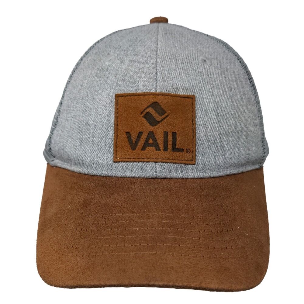Cirque Men's Snapback Mesh Back Hat Brown Gray Patch Logo Cotton Blend